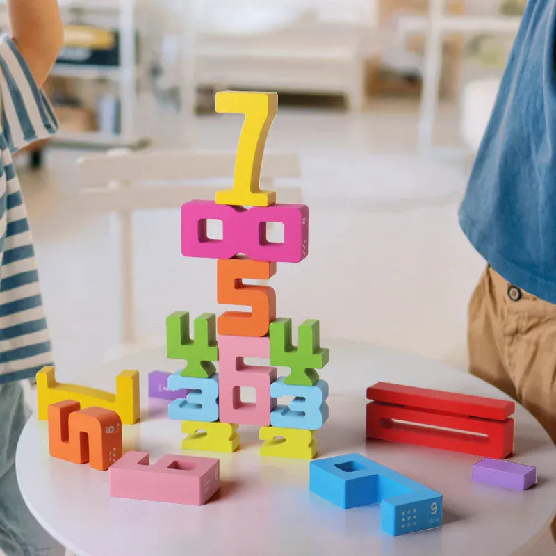 Espace éveil  Wooden educational digital blocks, creative puzzles, stacking toys, fun brain-burning, early education topics, Montessori style Image