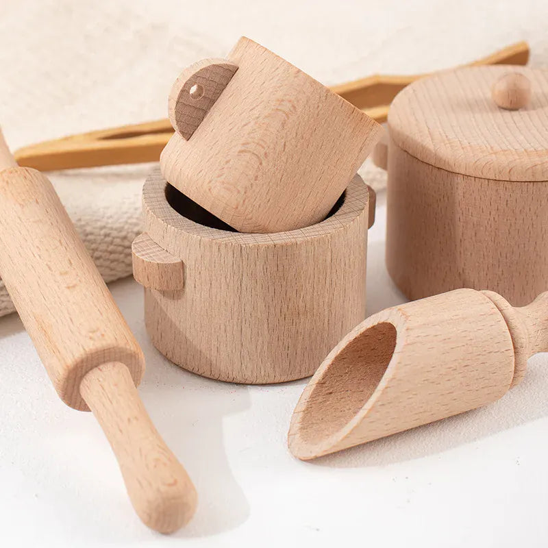 Espace éveil  Sensory Set Montessori Sensory Enlighten Puzzle Toys Set Simulated Kitchen Tea Set Family Experience Early Childhood Education Wooden Toys Image