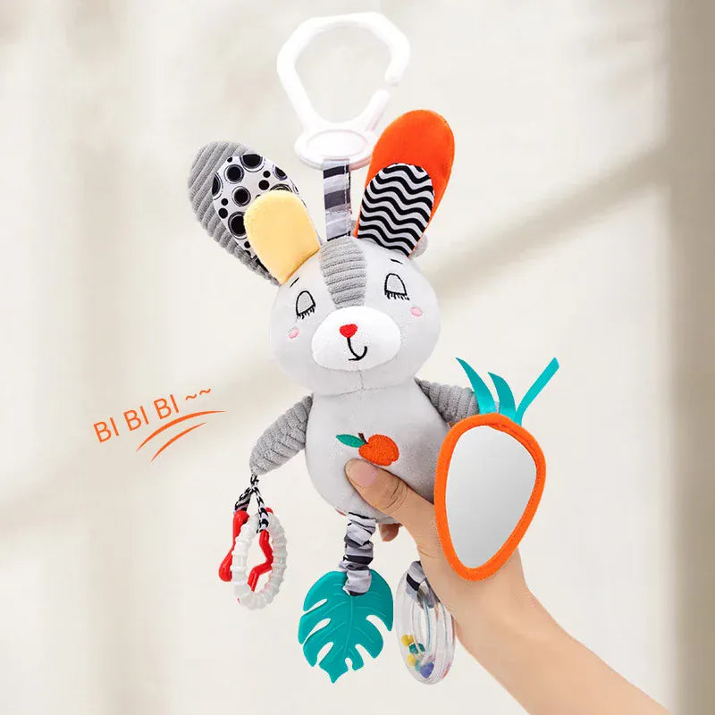 Espace éveil  Baby Rattles Mobiles Cartoon Animal Bell Toy Kids Early Education Sensory Development Hand Grip Rabbit Penguin Rattles Toys Gift