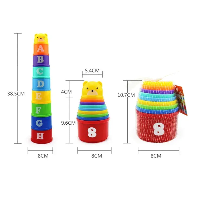 Espace éveil  1 Set Stacking Game Cup Children Board Game Hand Speed Competition Fold Cup with Numbers Letters Shapes Early Education Puzzle Toy