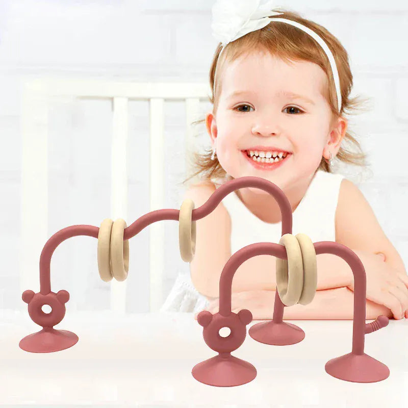 Espace éveil  1pcs Silicone children's silicone tabletop toys, bead wrapped baby early education puzzle game toys