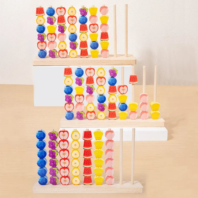 Espace éveil  1set Montessori Wooden Toys Color Shape Matching Puzzle Game Colorful Beaded Cognition Early Educational Toys For Children Kids Gift