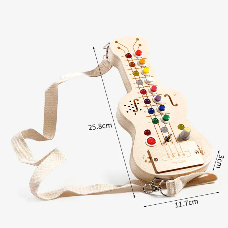 Espace éveil  ATS30362 Music Busy Board Montessori Parish Toy LED Light Switch Toddlers Wooden Sensory Activitie Board Travel Activity Educational Toys