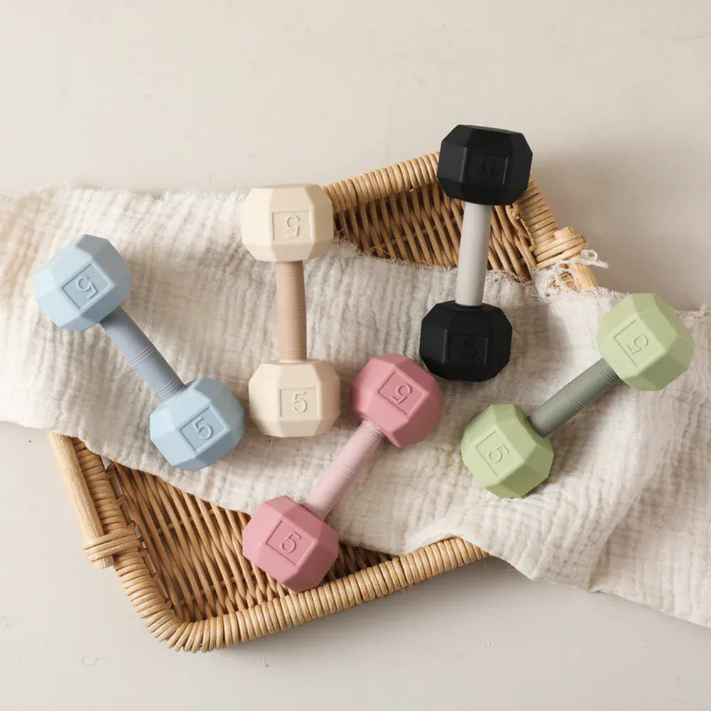 Espace éveil  Baby 0-12 months Rattle Toys Silicone Chewing Dumbbel Baby BPA Free Teether Toys Newborn Rattle Toys Infant Teething Gift Rattle