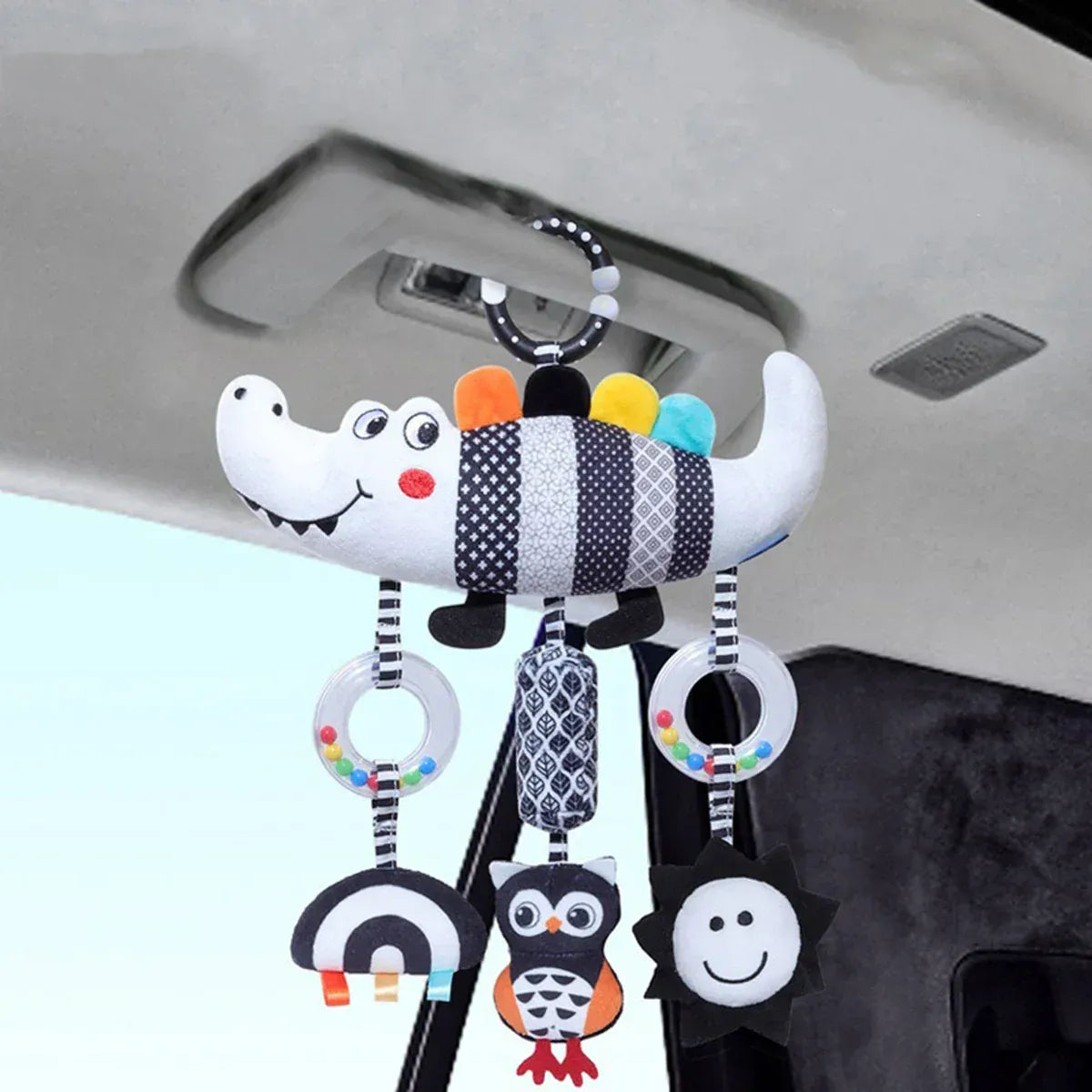 Espace éveil  Baby Rattle Hanging Toy Carseat Black & White Rattle Hanging Activity Stroller Toy for Newborns Boys and Girls Gifts Crocodile C