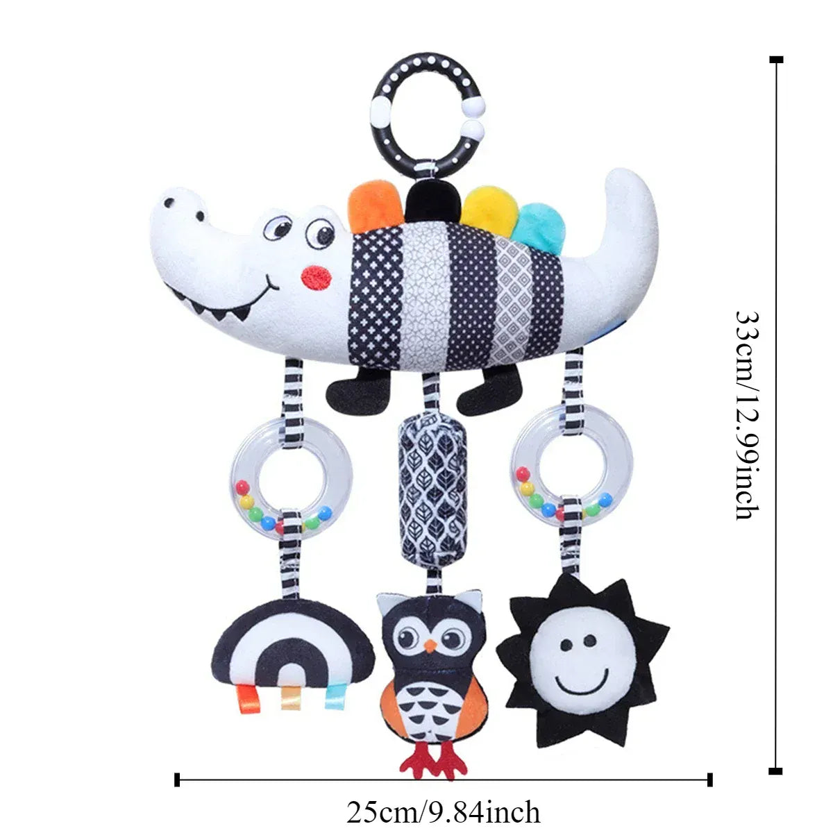 Espace éveil  Baby Rattle Hanging Toy Carseat Black & White Rattle Hanging Activity Stroller Toy for Newborns Boys and Girls Gifts Crocodile C
