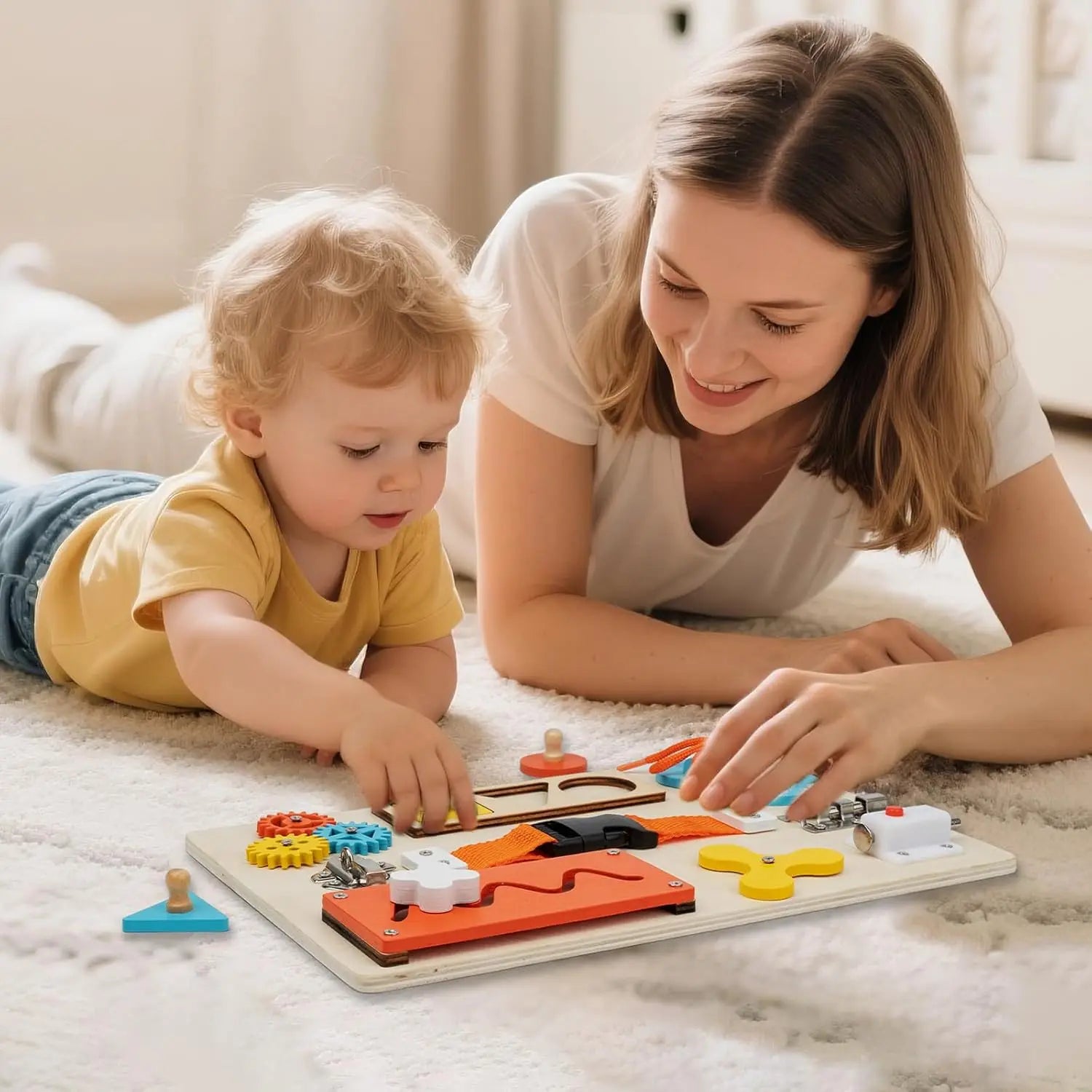 Espace éveil  Montessori Busy Board for Toddlers Wooden Activity Sensory Board for Fine Motor Skills Travel Educational Learning  Toys for Kid Image