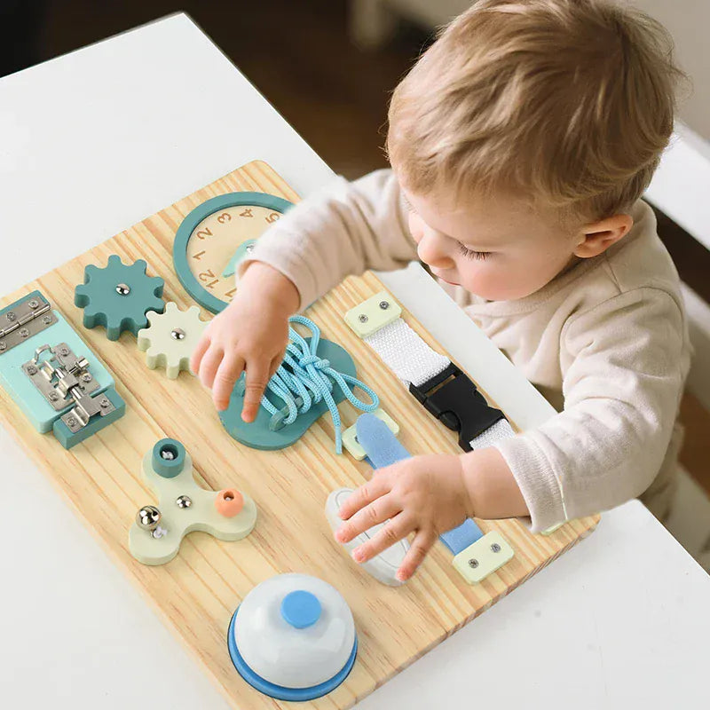 Espace éveil  Montessori Busy Board for Toddlers Wooden Activity Sensory Board for Fine Motor Skills Travel Educational Learning  Toys for Kid Image