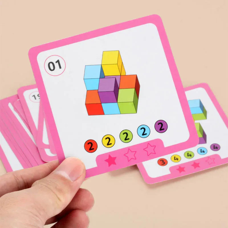 Espace éveil  Montessori Magic Block Puzzle Toy Spatial Logical Thinking Training Game Rainbow Stacking Blocks Math Educational Toys For Child Image