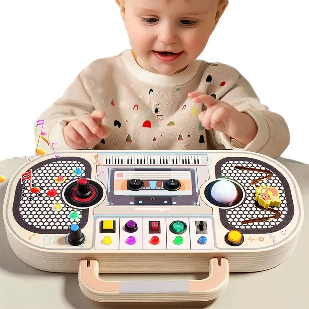 Espace éveil  Montessori Toddler Toys Baby Wooden Busy Board Sensory Toys with Light Switch Control Board Fine Motor Activities Toys For Kids