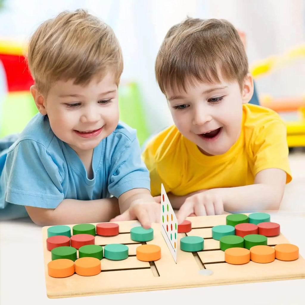 Espace éveil  Montessori Wooden Colorful Slide Puzzle Board Game Color Matching Slide Sensory Educational Toys Preschool Activity for Toddlers