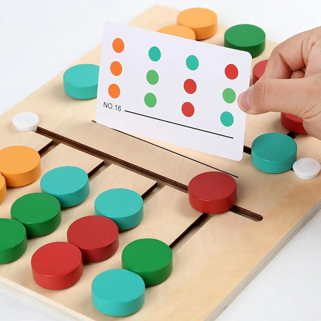 Espace éveil  Montessori Wooden Colorful Slide Puzzle Board Game Color Matching Slide Sensory Educational Toys Preschool Activity for Toddlers