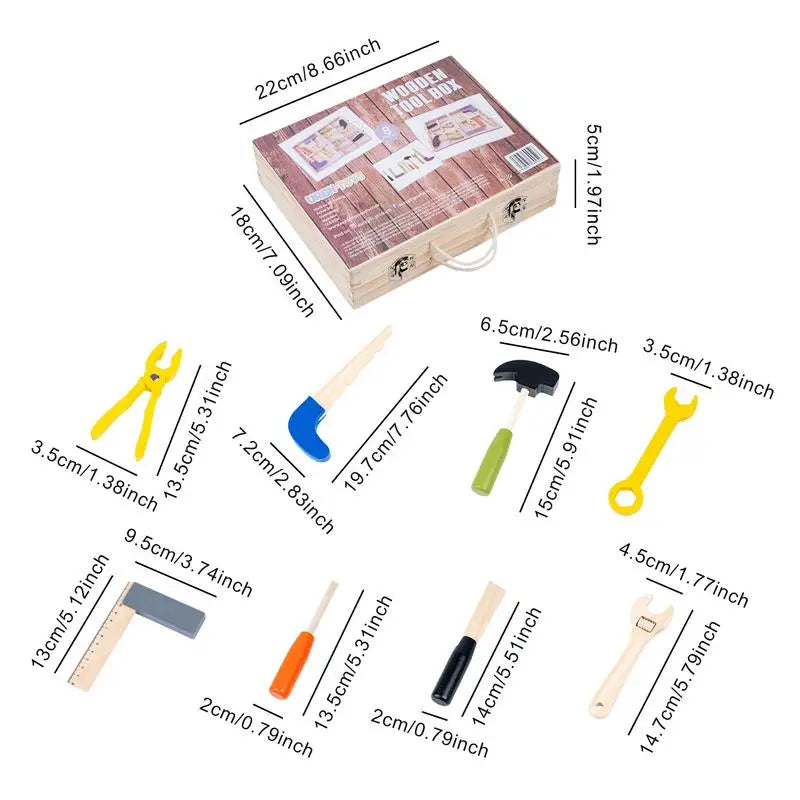 Espace éveil  NB300C1 Kids Montessori Tool Set Wooden Tool Kit Toolbox  Educational Toys for Boys Girls Tool  Construction Play Accessories Set