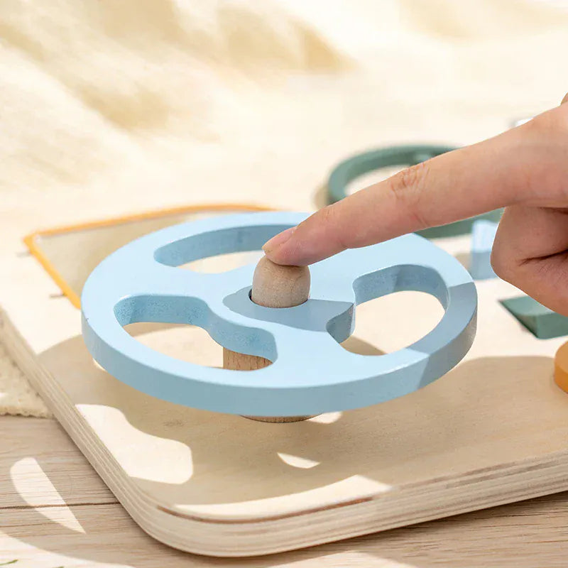 Espace éveil  NB400C1 Wooden Busy Board Car - Montessori Educational Toy With Steering Wheel Dashboard And Interactive Elements To Learn About Cars Image