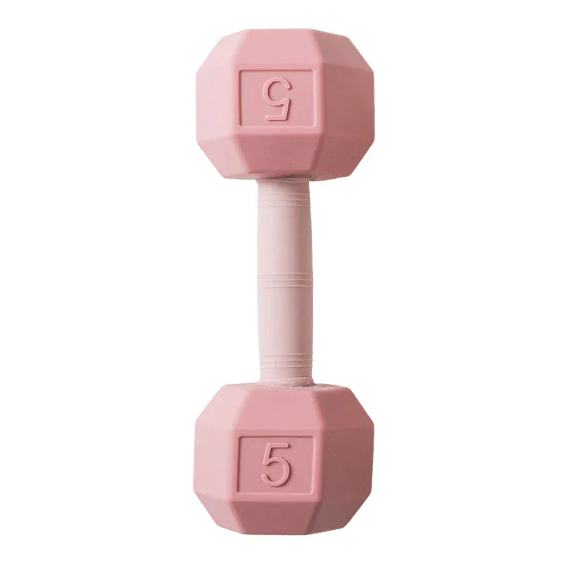 Espace éveil  Pink Baby 0-12 months Rattle Toys Silicone Chewing Dumbbel Baby BPA Free Teether Toys Newborn Rattle Toys Infant Teething Gift Rattle