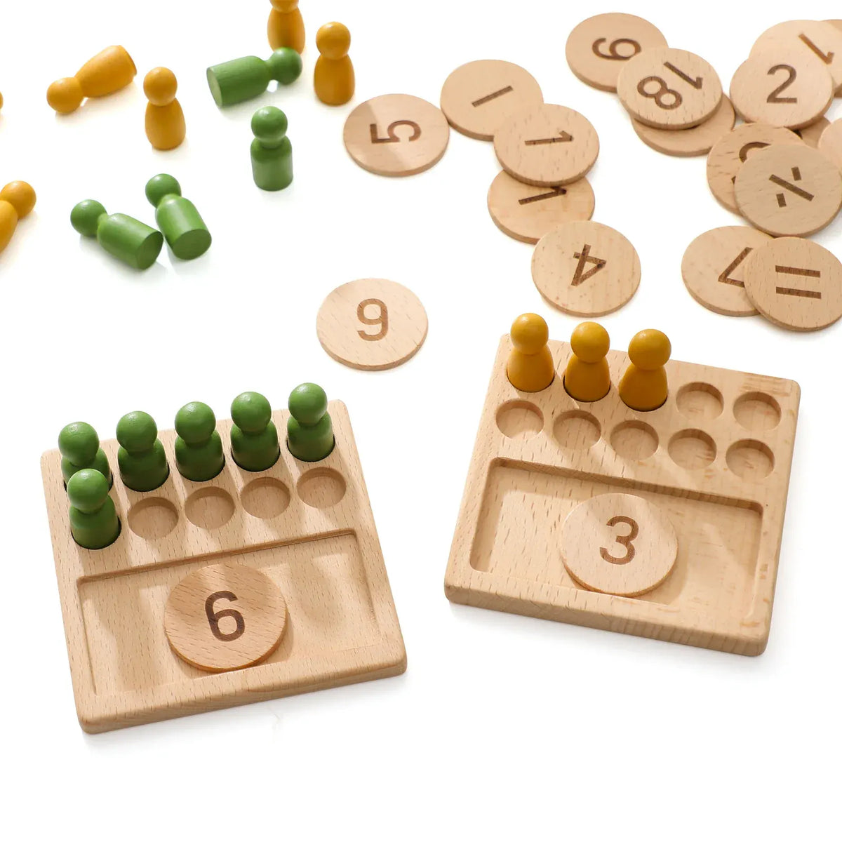 Espace éveil  PMZ124002-1P Montessori Math Toys Colorful Alphabet Number Shape Matching Wooden Board Baby Early Educational Learning Toys Teaching Material