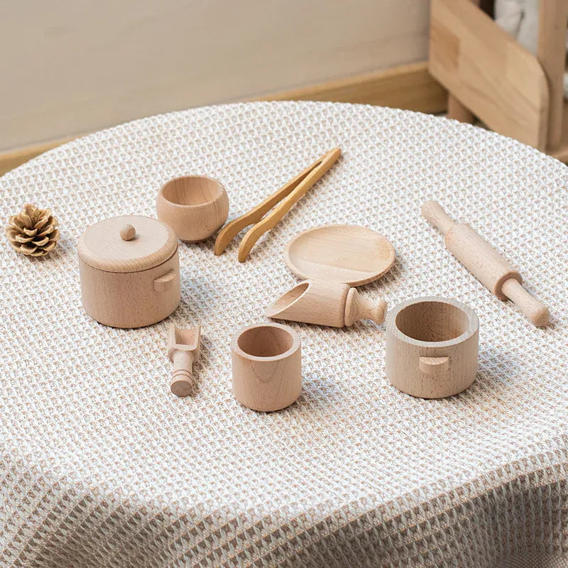 Espace éveil  Sensory Set Montessori Sensory Enlighten Puzzle Toys Set Simulated Kitchen Tea Set Family Experience Early Childhood Education Wooden Toys Image