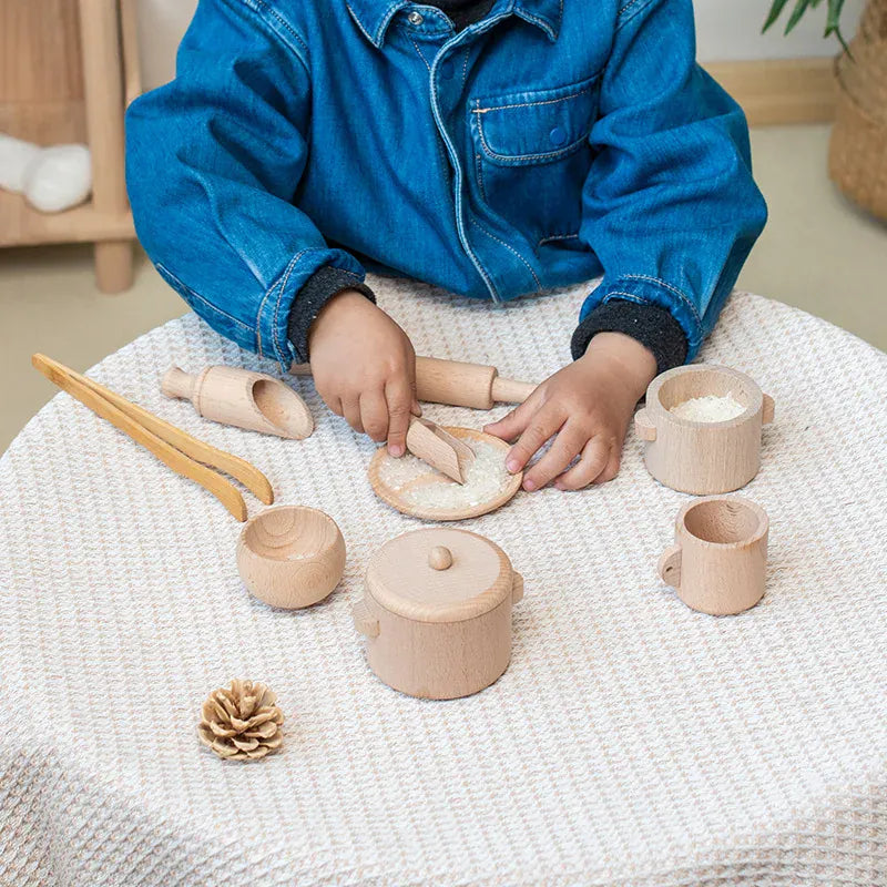 Espace éveil  Sensory Set Montessori Sensory Enlighten Puzzle Toys Set Simulated Kitchen Tea Set Family Experience Early Childhood Education Wooden Toys