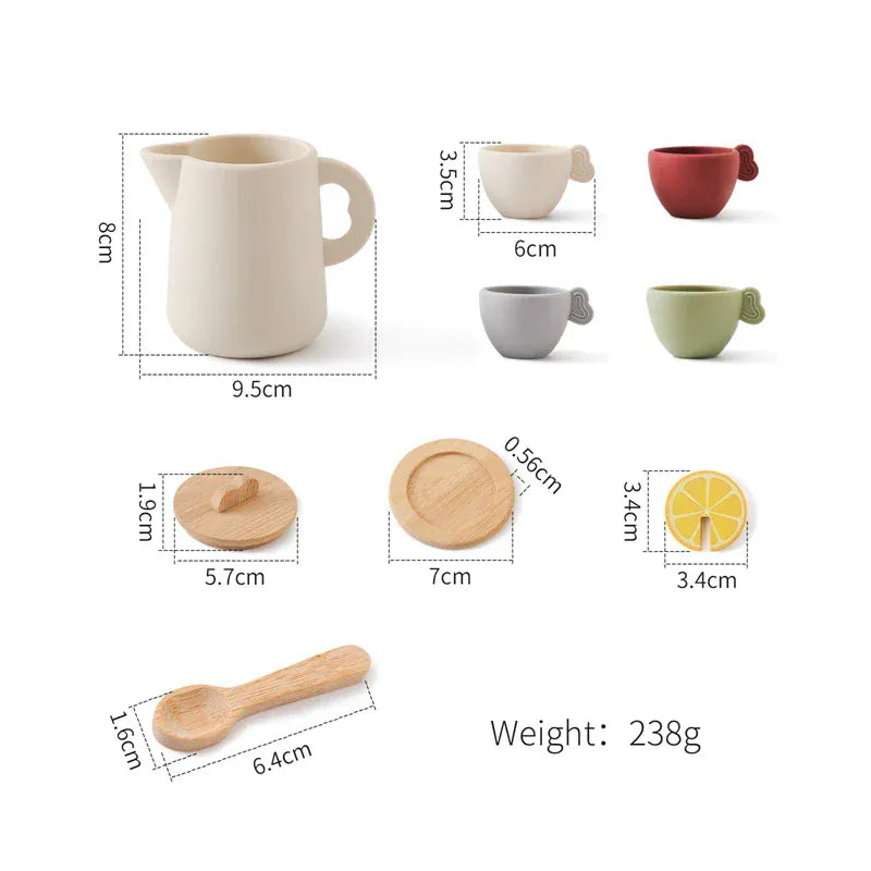 Espace éveil  Set 02 Kids Wooden Montessori Toy Set Children Coffee Machine Kitchen Toys Children Cosplay Play House Educational Toys Block Baby Gift