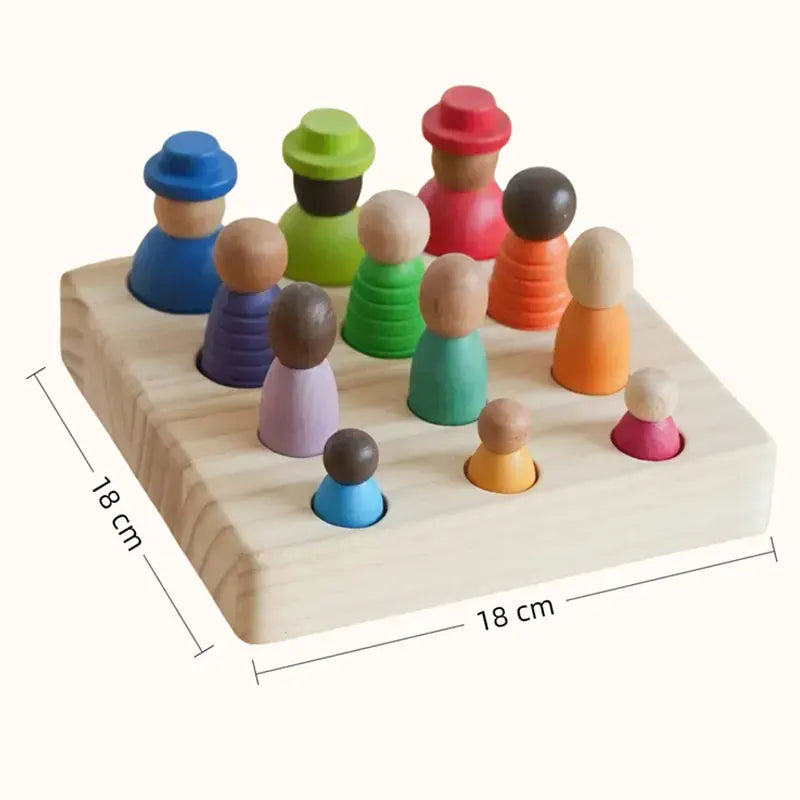 Espace éveil  Set Baby Wooden Toys Nordic Wood Figures Rainbow Color Peg Dolls Children Montessori Toys Kids Natural Unfinished Unpainted Toys