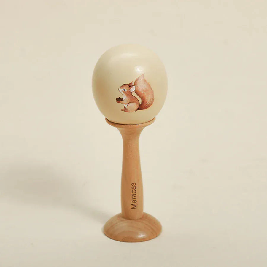 Espace éveil  Squirrel Rattle 3 Baby Musical Toys Wooden Bear Rattle Bell Drum Xylophone Percussion Early Educational Instrument Playthings for Toddlers Kids