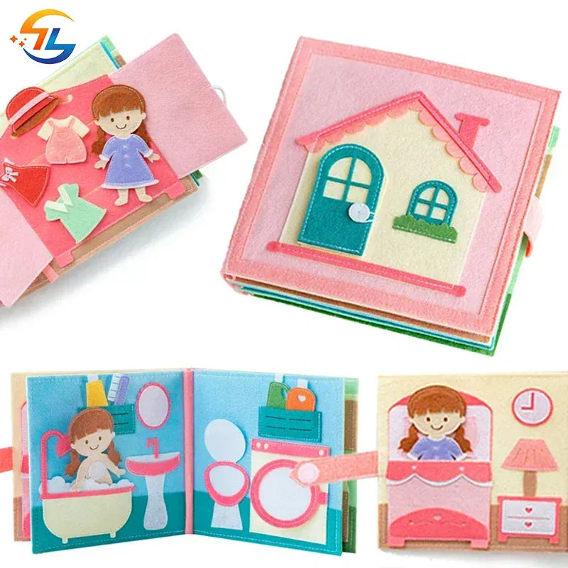 Espace éveil  Toddlers Montessori Toy Busy Book 3D Baby Story Cloth Activities Felt Quite Book Board Preschool Learning Education Travel Toys Image