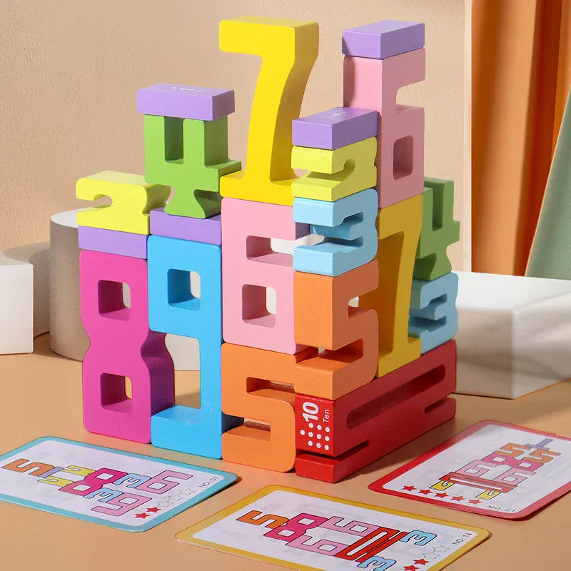 Espace éveil  Wooden educational digital blocks, creative puzzles, stacking toys, fun brain-burning, early education topics, Montessori style