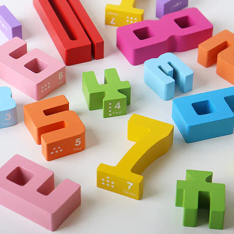 Espace éveil  Wooden educational digital blocks, creative puzzles, stacking toys, fun brain-burning, early education topics, Montessori style Image