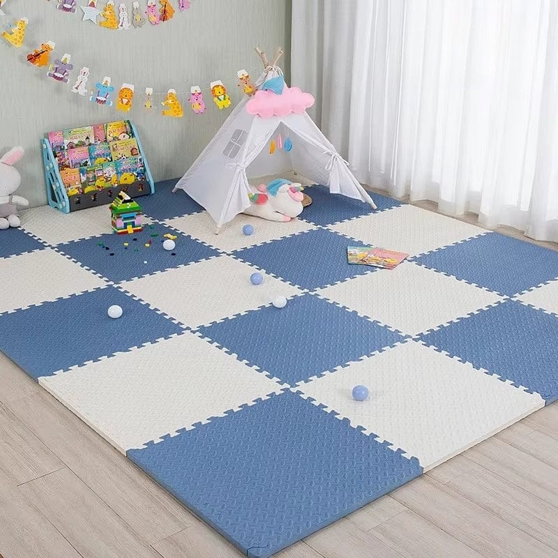 Ma boutique Blanc et bleu clair / Pack de 8 pièces Tapis d'éveil bébé - Nos Tapis en mousse