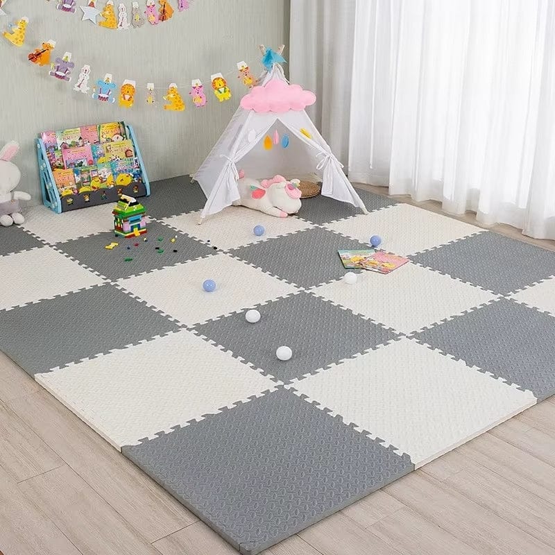 Ma boutique Blanc et gris / Pack de 8 pièces Tapis d'éveil bébé - Nos Tapis en mousse